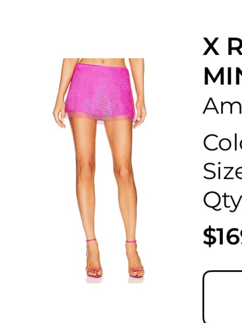 Amanda Uprichard- Niecy Mesh Sparkle Mini Skirt in Hot Pink